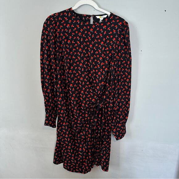 Boden Tulip Charm Tie Side Mini Dress 8 NWT NEW Red Floral Puff Sleeve - Picture 2 of 14